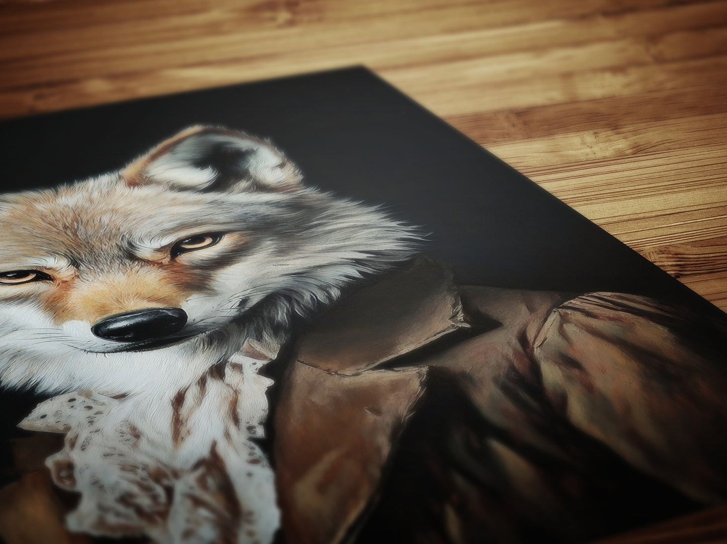 Gothic Wolf Portrait, Dark Academia Wall Decor, Funny Royal Pet Painting, Vintage Animal Lover Gift, Quirky Wolf Art Print