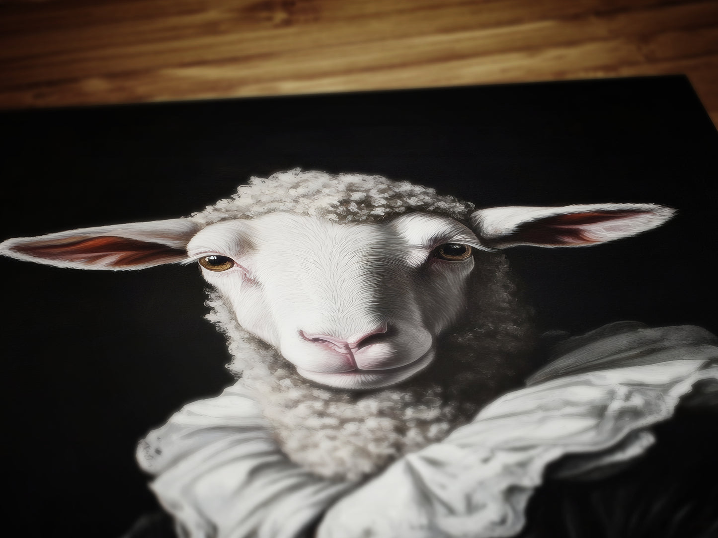 Gothic Sheep Portrait, Dark Academia Wall Decor, Funny Royal Pet Painting, Vintage Animal Lover Gift, Quirky Sheep Art Print