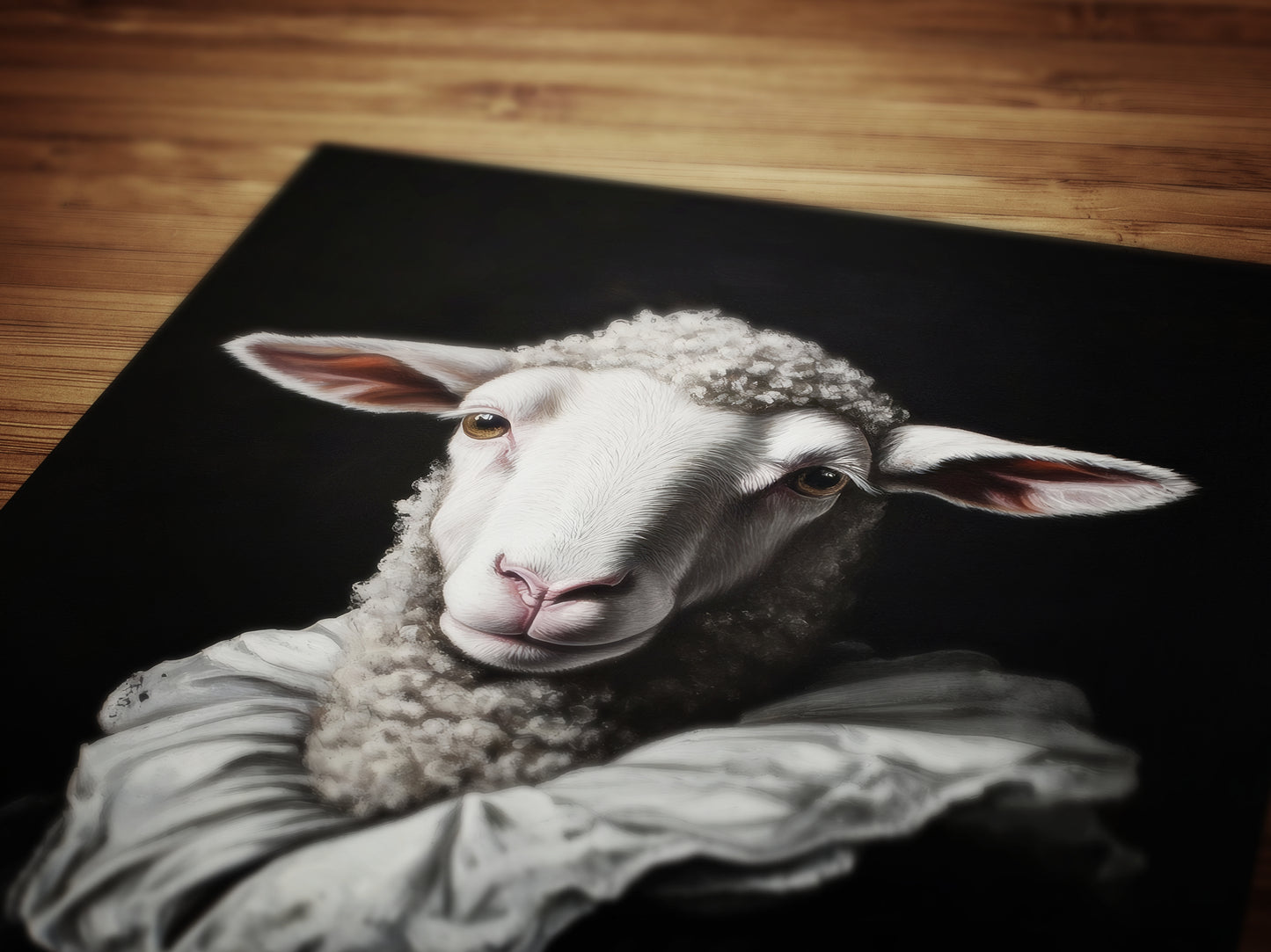 Gothic Sheep Portrait, Dark Academia Wall Decor, Funny Royal Pet Painting, Vintage Animal Lover Gift, Quirky Sheep Art Print