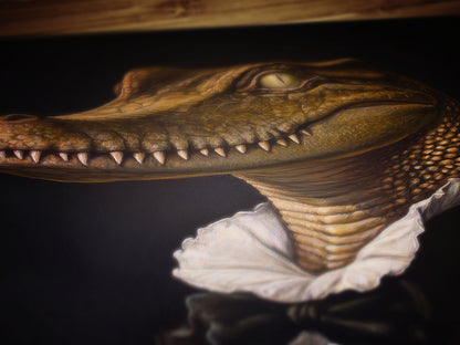 Gothic Gator Portrait, Dark Academia Wall Decor, Funny Royal Pet Painting, Vintage Animal Lover Gift, Quirky Alligator Art Print