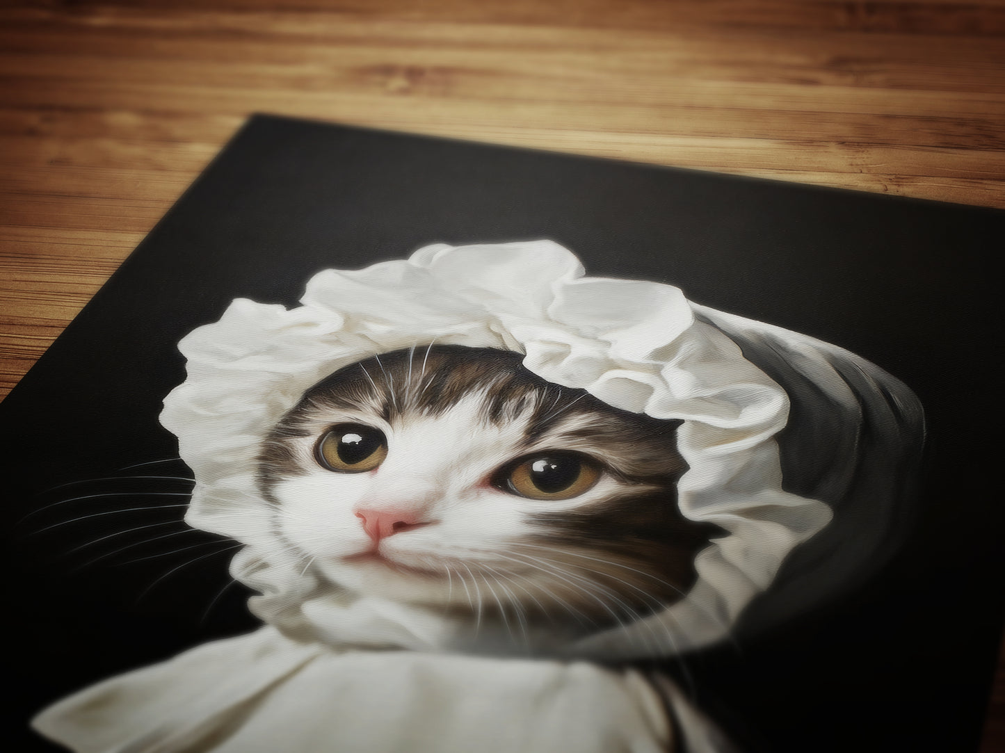 Gothic Kitten Portrait, Dark Academia Wall Decor, Funny Royal Pet Painting, Vintage Animal Lover Gift, Quirky Feline Cat Art Print