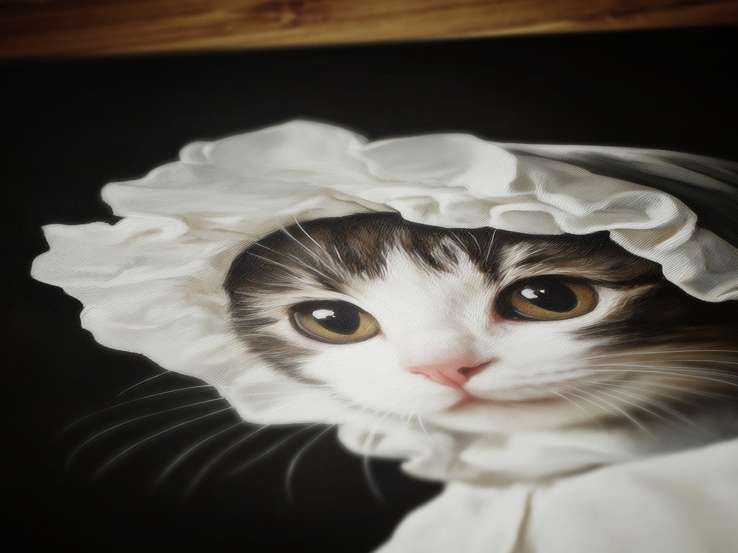 Gothic Kitten Portrait, Dark Academia Wall Decor, Funny Royal Pet Painting, Vintage Animal Lover Gift, Quirky Feline Cat Art Print