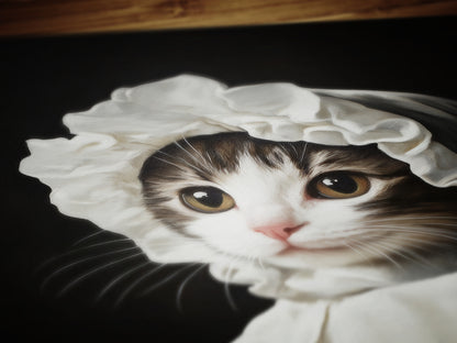 Gothic Kitten Portrait, Dark Academia Wall Decor, Funny Royal Pet Painting, Vintage Animal Lover Gift, Quirky Feline Cat Art Print