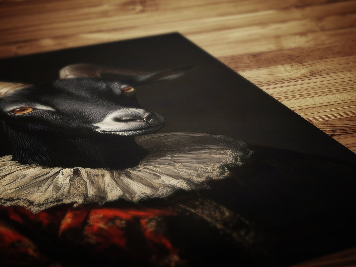 Gothic Black Goat Portrait, Dark Academia Witchy Wall Decor, Royal Pet Painting, Vintage Animal Lover Gift, Quirky Black Phillip Art Print