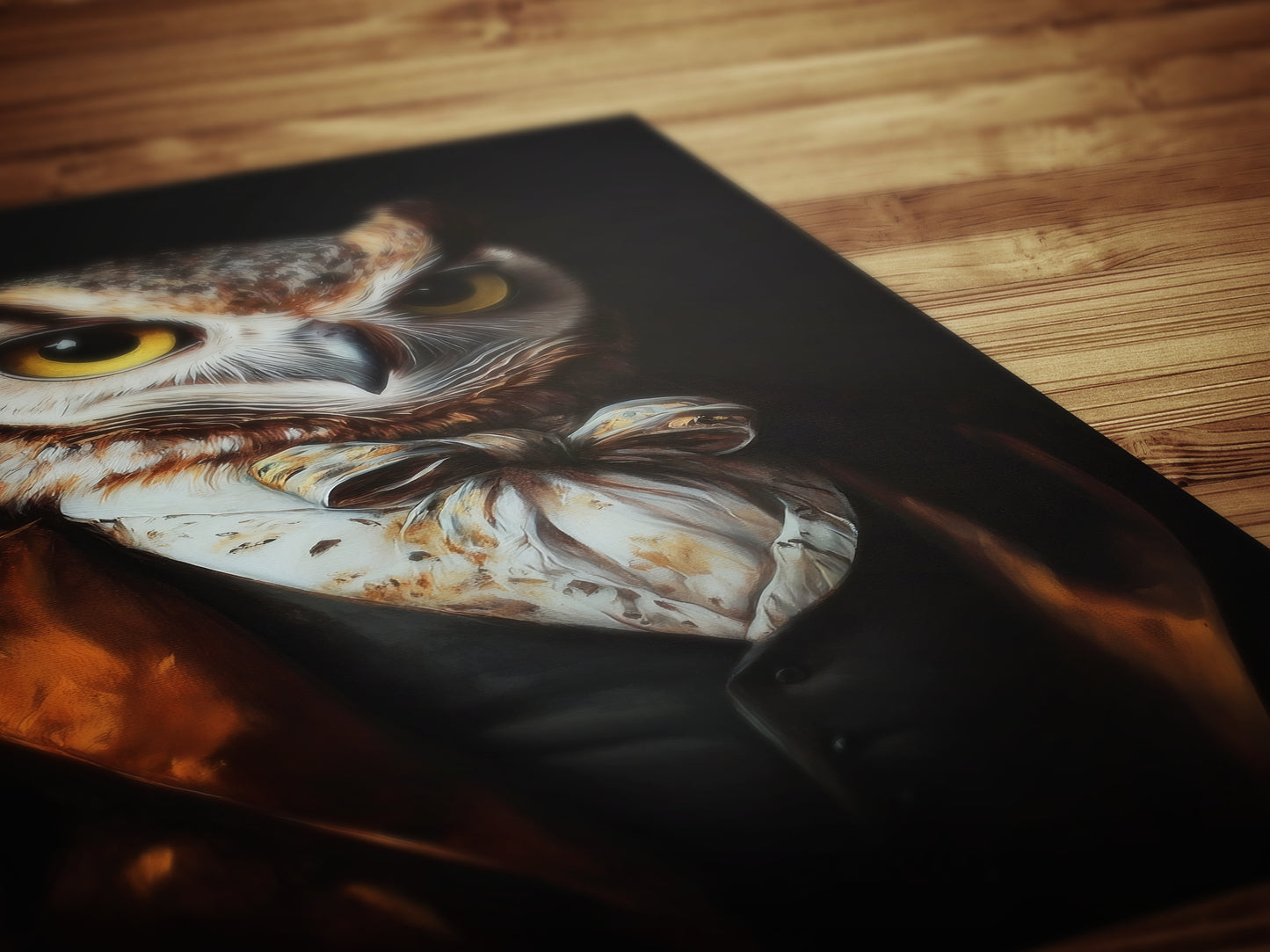 Gothic Owl Portrait, Dark Academia Wall Decor, Funny Royal Pet Painting, Vintage Animal Lover Gift, Quirky Raptor Bird Art Print