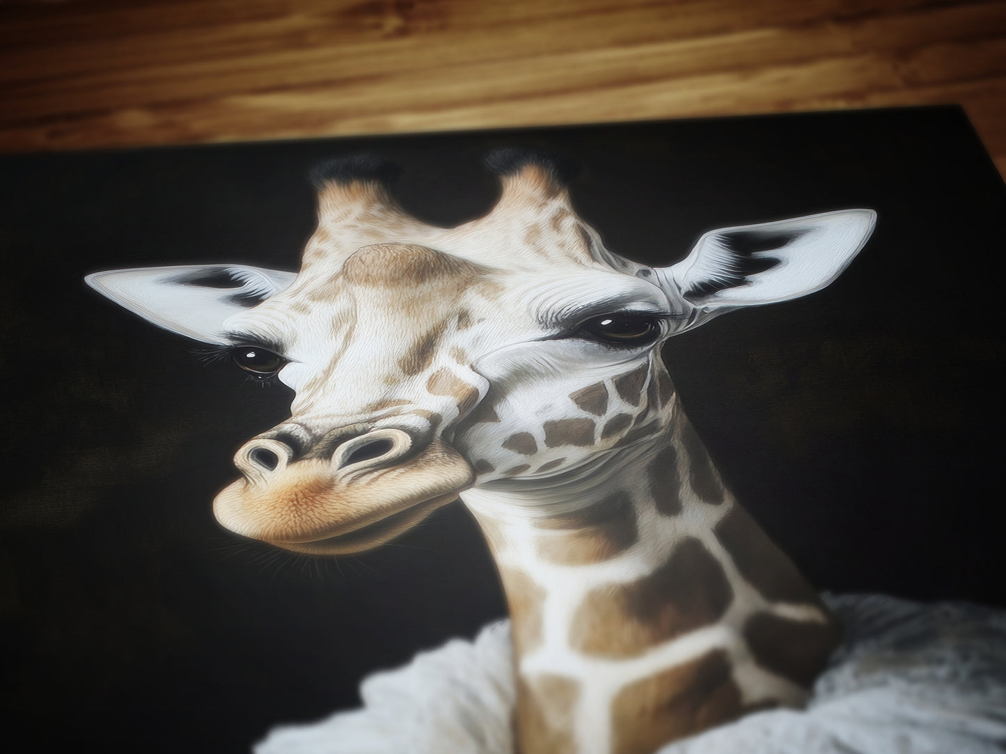 Gothic Giraffe Portrait, Dark Academia Wall Decor, Funny Royal Pet Painting, Vintage Animal Lover Gift, Quirky Giraffe Art Print