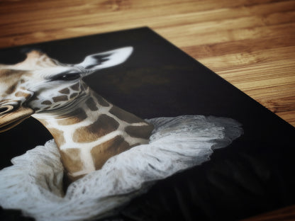 Gothic Giraffe Portrait, Dark Academia Wall Decor, Funny Royal Pet Painting, Vintage Animal Lover Gift, Quirky Giraffe Art Print