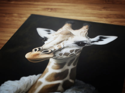 Gothic Giraffe Portrait, Dark Academia Wall Decor, Funny Royal Pet Painting, Vintage Animal Lover Gift, Quirky Giraffe Art Print