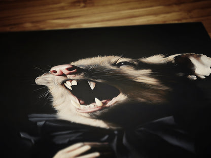 Gothic Vampire Possum Portrait, Dark Academia Wall Decor, Funny Royal Pet Painting, Vintage Animal Lover Gift, Quirky Opossum Art Print