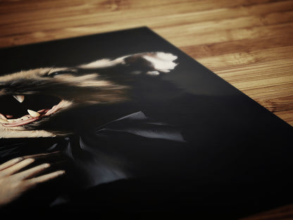 Gothic Vampire Possum Portrait, Dark Academia Wall Decor, Funny Royal Pet Painting, Vintage Animal Lover Gift, Quirky Opossum Art Print