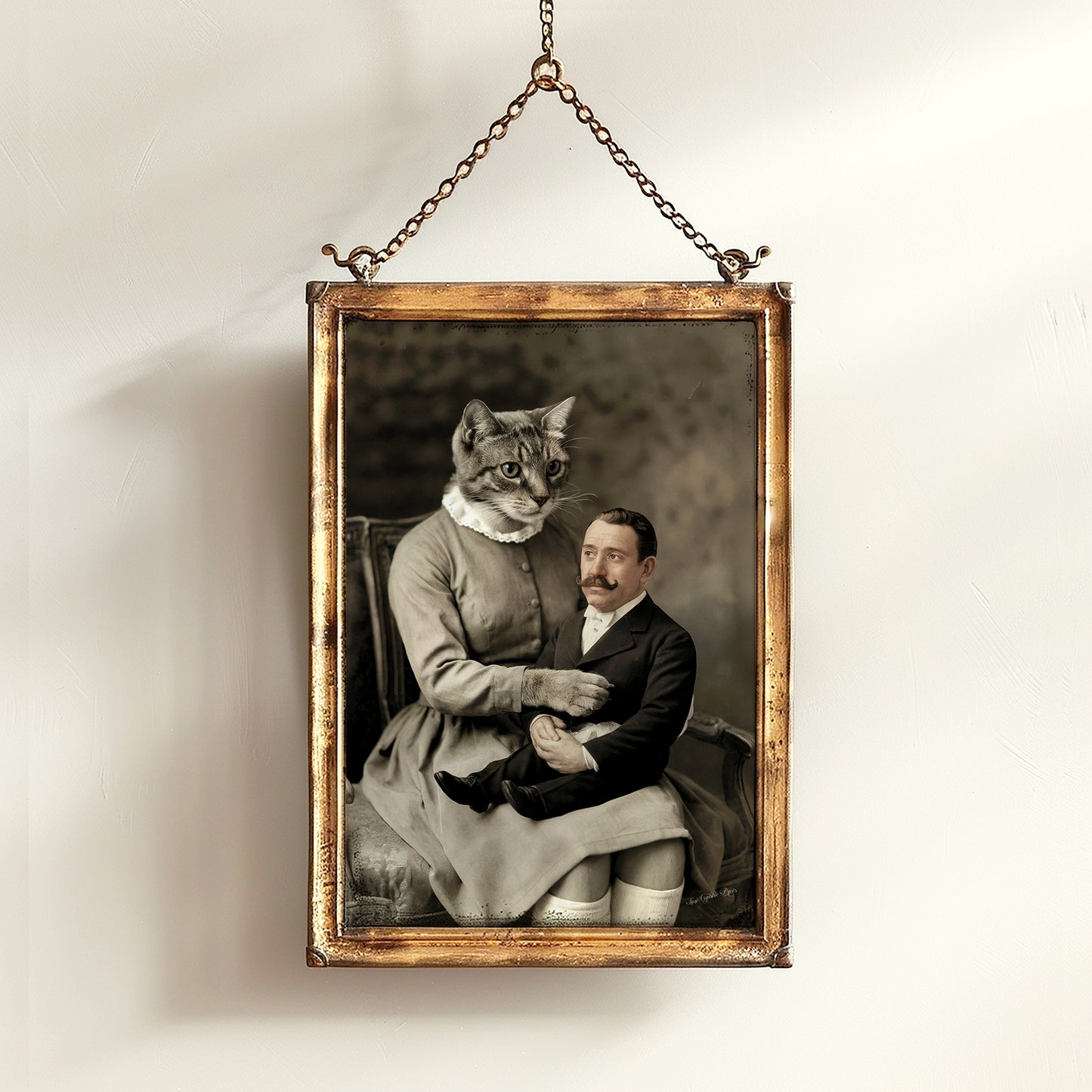 The Lap Chap, Victorian Cat Lady Surreal Poster, Whimsigoth Animal Portrait, Creepy Cute Wall Art Print, Quirky Dark Academia, Weird Gifts