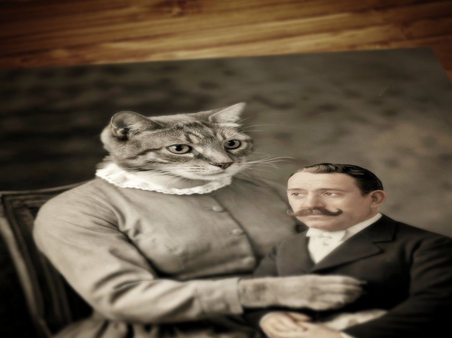 The Lap Chap, Victorian Cat Lady Surreal Poster, Whimsigoth Animal Portrait, Creepy Cute Wall Art Print, Quirky Dark Academia, Weird Gifts