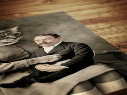 The Lap Chap, Victorian Cat Lady Surreal Poster, Whimsigoth Animal Portrait, Creepy Cute Wall Art Print, Quirky Dark Academia, Weird Gifts