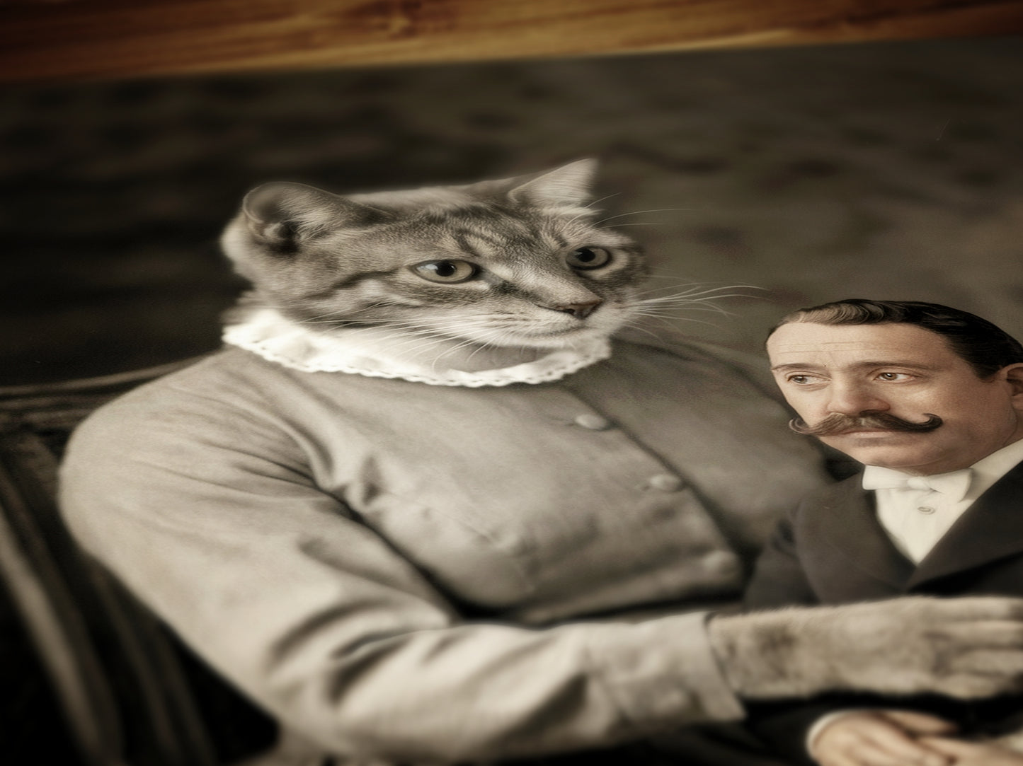 The Lap Chap, Victorian Cat Lady Surreal Poster, Whimsigoth Animal Portrait, Creepy Cute Wall Art Print, Quirky Dark Academia, Weird Gifts