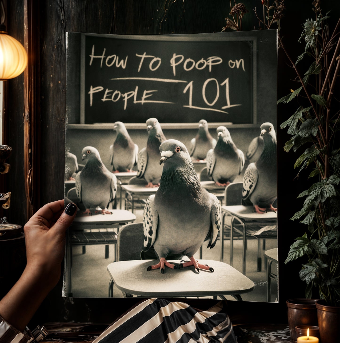 Funny Bathroom Print, Pigeon 101 How to Poop On People, Funny Toilet Wall Art, Bathroom Wall Decor, Weird Humorous Prints