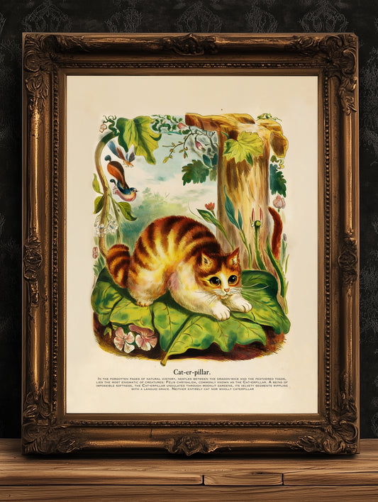 The Rare CAT-erpillar Art Print, Insects & Cat Lover Gift, Whimsighoth Animal Wall Art, Surreal Cat Poster, Quirky Decor, Weird Stuff Gift