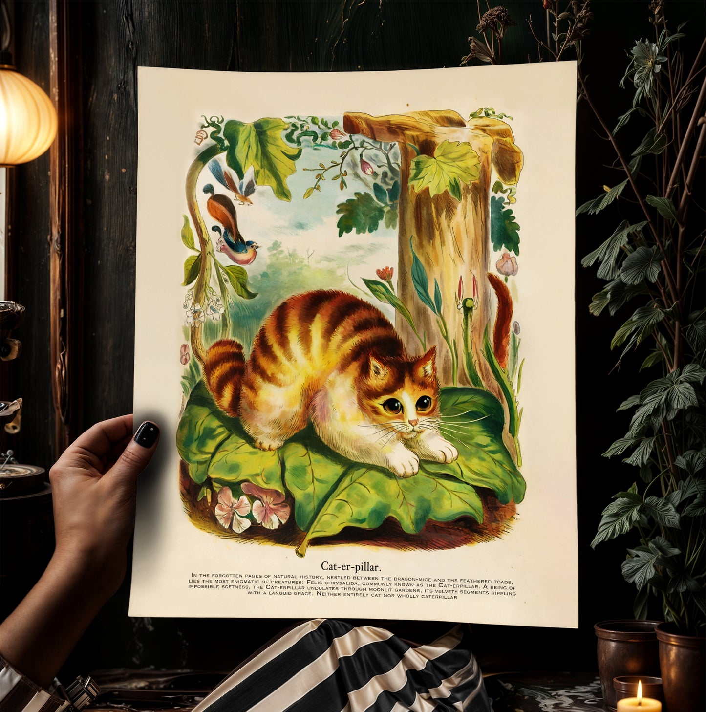 The Rare CAT-erpillar Art Print, Insects & Cat Lover Gift, Whimsighoth Animal Wall Art, Surreal Cat Poster, Quirky Decor, Weird Stuff Gift