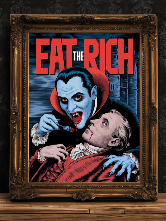 Bela Lugosi Dracula, Eat The Rich Vampire Poster, Leftist Socialism Democrat Liberal Left Wing Print, Social Protest Activist, Witchy Decor