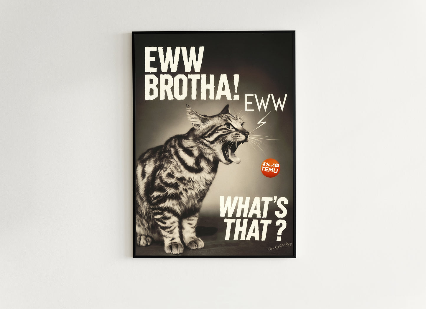 Eww Brotha! I Hate Temu, Funny Cat Hairball, Sarcastic Weird & Funny Wall Art Print, Cat Lovers Gift Wall Decor, Playful Pet Gift