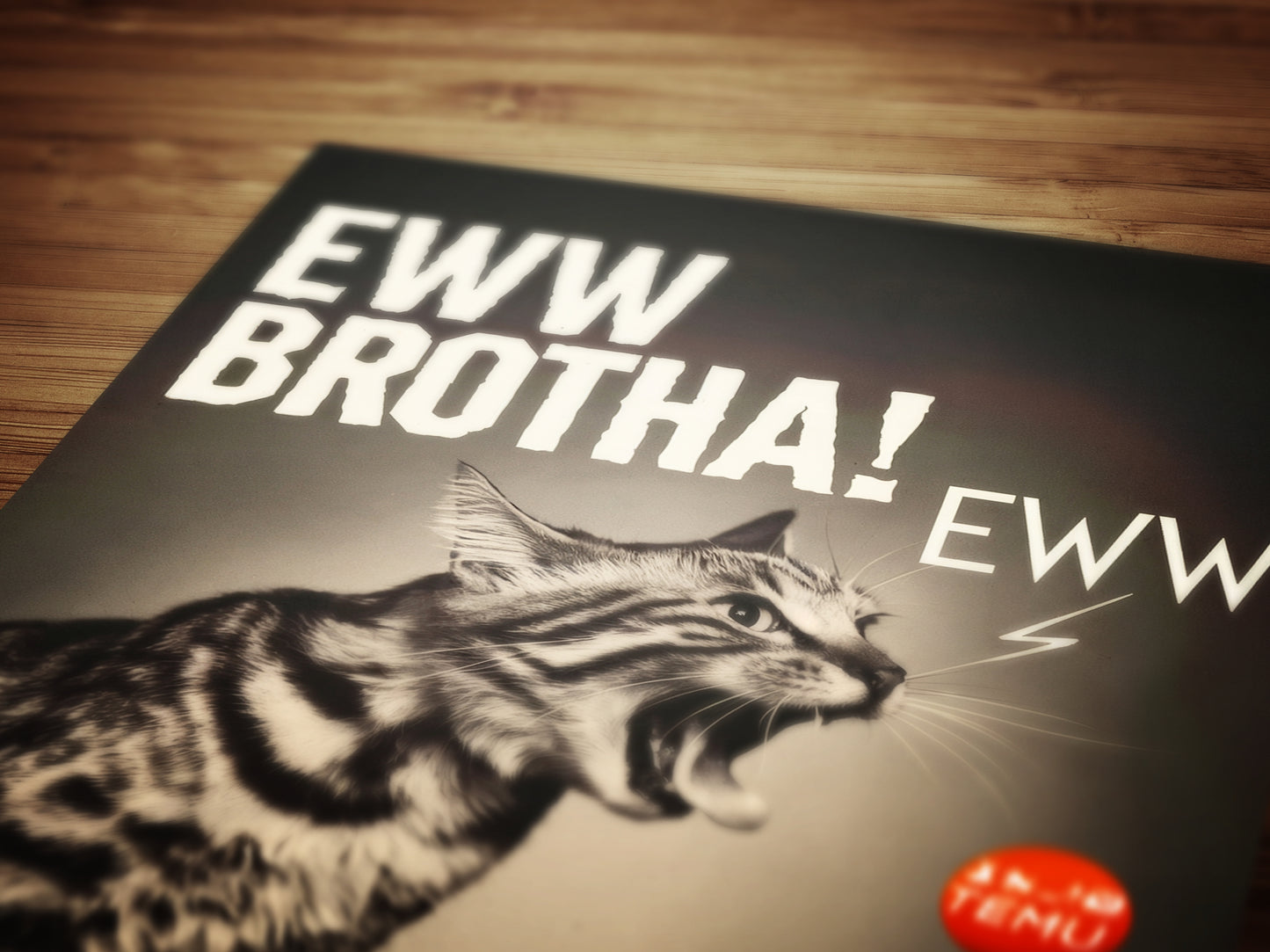 Eww Brotha! I Hate Temu, Funny Cat Hairball, Sarcastic Weird & Funny Wall Art Print, Cat Lovers Gift Wall Decor, Playful Pet Gift