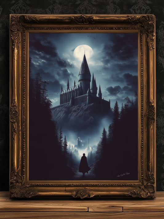 The Prancing Pony Inn Poster, Medieval Knight, Gothic Fantasy Warrior Wall Decor, Epic Dark Knight Art Print, Medieval Castle Core Aesthetic