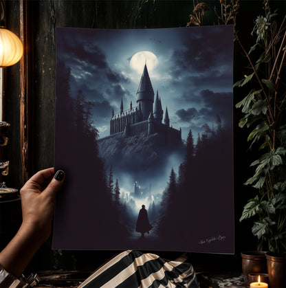 The Prancing Pony Inn Poster, Medieval Knight, Gothic Fantasy Warrior Wall Decor, Epic Dark Knight Art Print, Medieval Castle Core Aesthetic