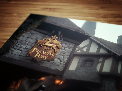 The Prancing Pony Inn Poster, Medieval Knight, Gothic Fantasy Warrior Wall Decor, Epic Dark Knight Art Print, Medieval Castle Core Aesthetic