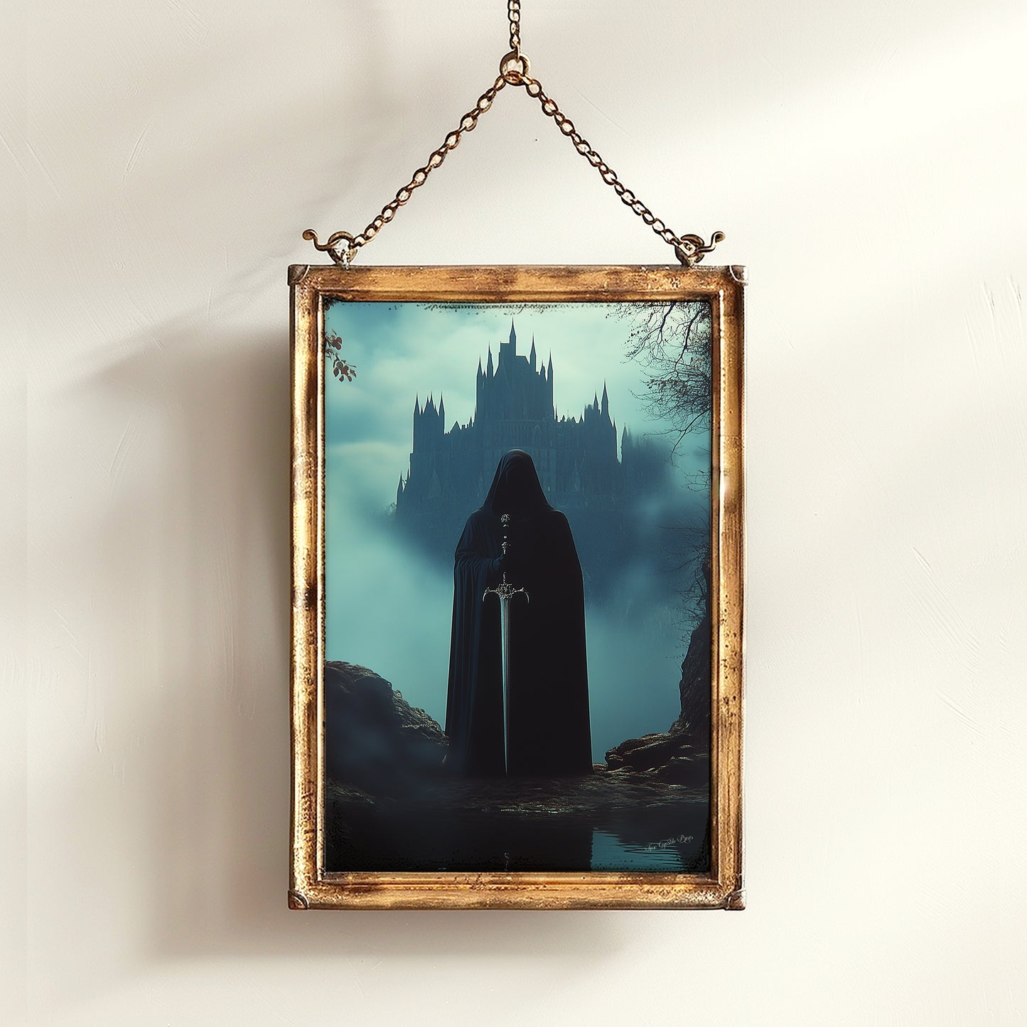Medieval Knight Art Print, Gothic Fantasy Warrior Wall Decor, Epic Knight Artwork, Medieval Castle Core Aesthetic Poster, Whimsigoth decor