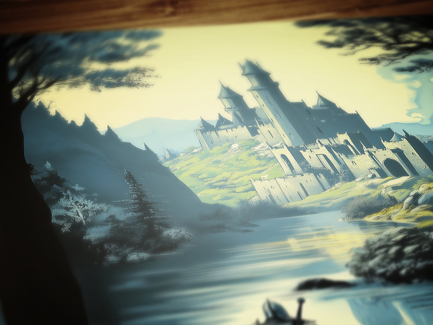 Medieval Knight And Medieval Distant Castle Art Print, Gothic Fantasy Warrior Wall Decor, Epic Knight Artwork, Castle Core Aesthetic Poster