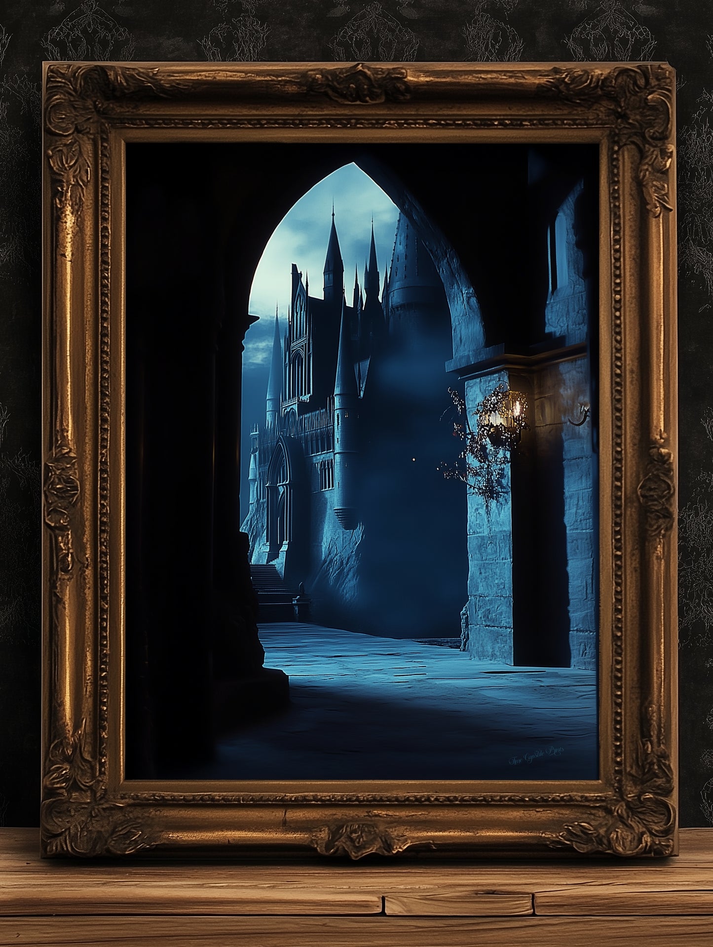 Wizarding School Hallway, Medieval Magic Castle, Illustration For Book Nerd Wall Decor, Dark Academia Witchy Gift Fantasy Fan Art