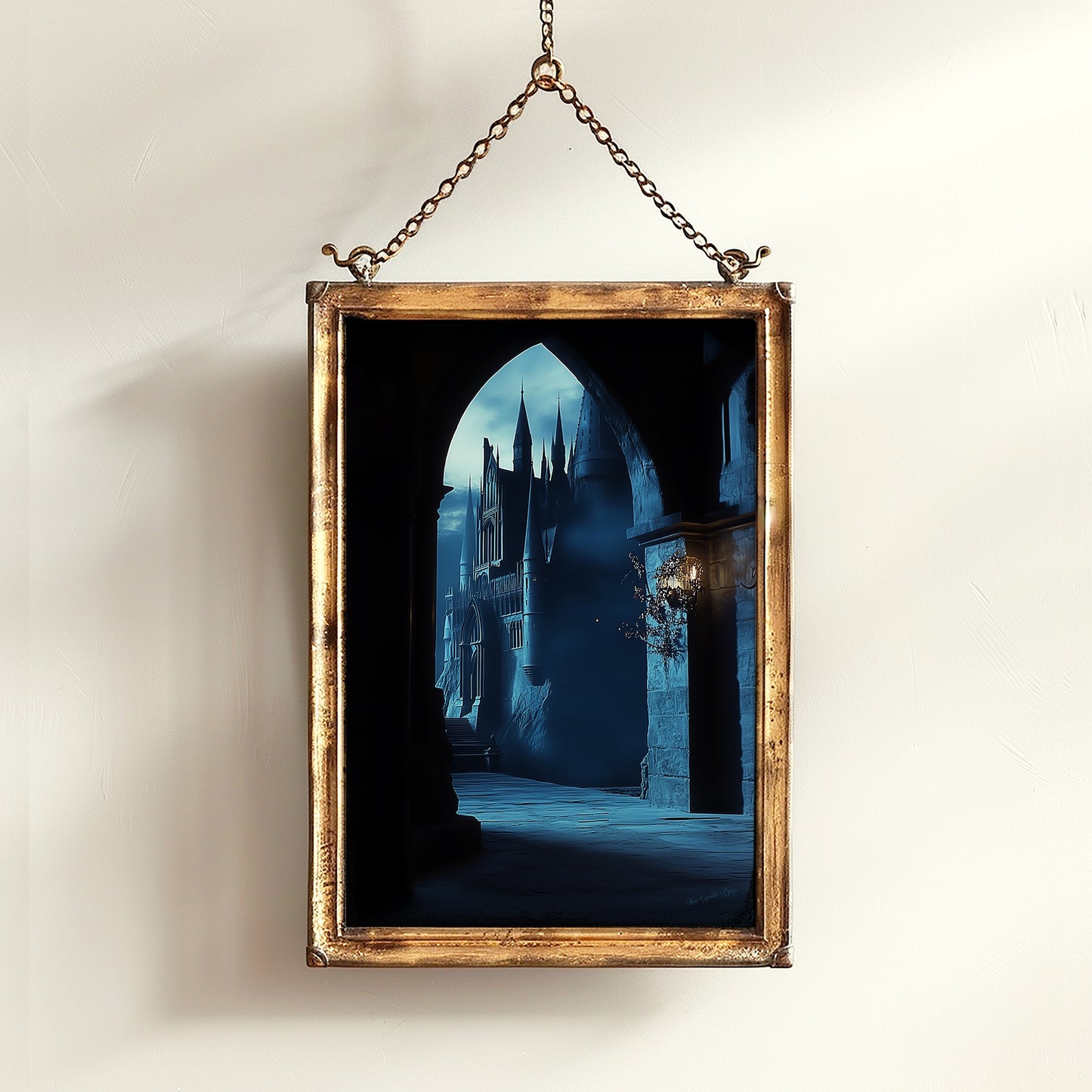 Wizarding School Hallway, Medieval Magic Castle, Illustration For Book Nerd Wall Decor, Dark Academia Witchy Gift Fantasy Fan Art