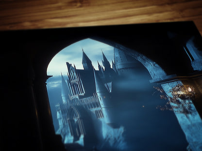 Wizarding School Hallway, Medieval Magic Castle, Illustration For Book Nerd Wall Decor, Dark Academia Witchy Gift Fantasy Fan Art