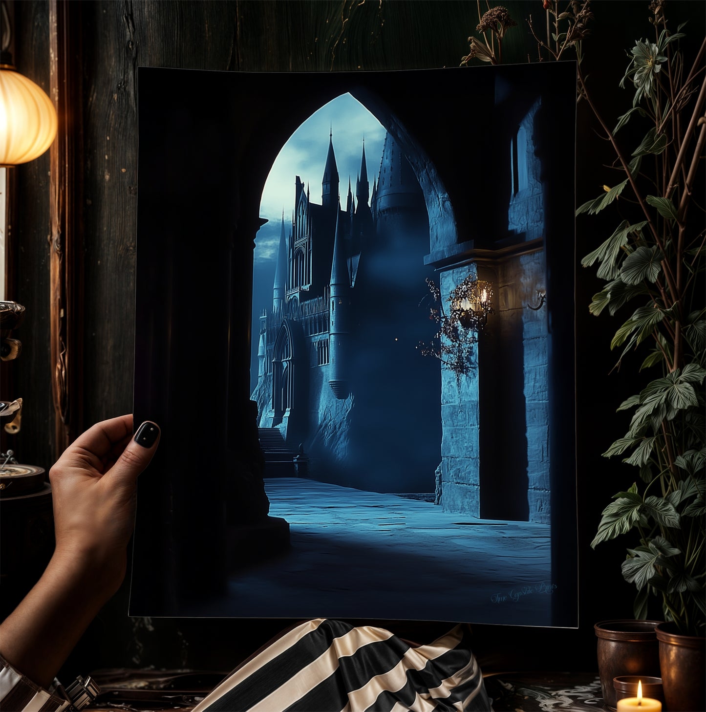 Wizarding School Hallway, Medieval Magic Castle, Illustration For Book Nerd Wall Decor, Dark Academia Witchy Gift Fantasy Fan Art