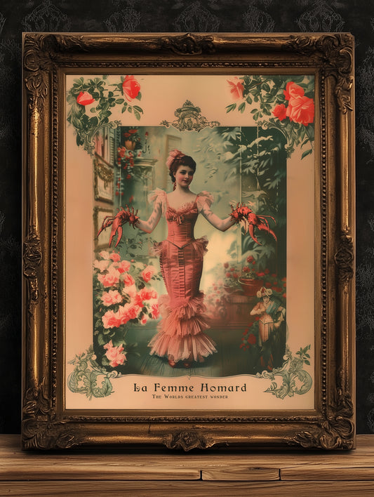 The Lobster Woman, Vintage photograph, Oddities, Freakshow & Circus Sideshow, Dark Academia Wall Decor, Art Printable, Weird Stuff Art Gift