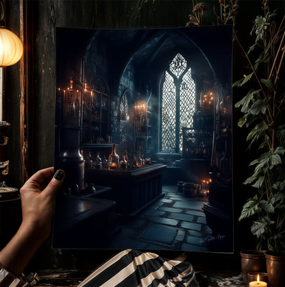 Potions Classroom Art Print, Dungeon Apothecary Poster, Wizarding World School, Magic Potions Class, Medieval Castle Core Poster