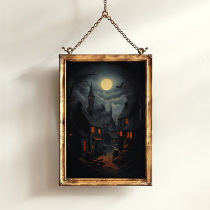 Medieval Magical Village, Medieval Castle Art Painting, Cauldron Entrance Castlecore Poster, Wizarding World School Wall Art Print,