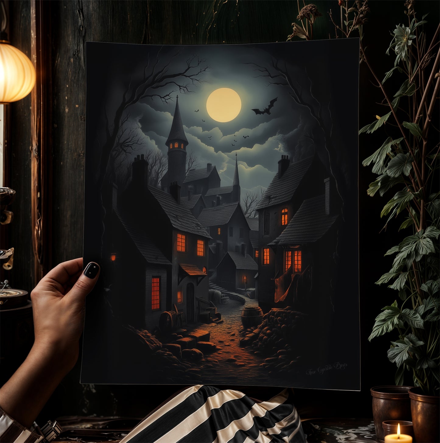 Medieval Magical Village, Medieval Castle Art Painting, Cauldron Entrance Castlecore Poster, Wizarding World School Wall Art Print,