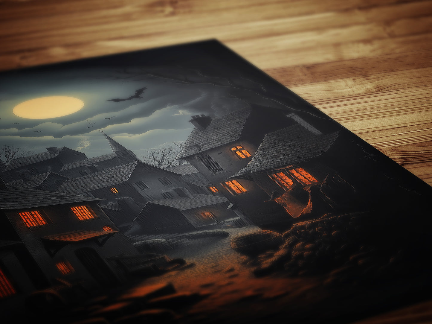 Medieval Magical Village, Medieval Castle Art Painting, Cauldron Entrance Castlecore Poster, Wizarding World School Wall Art Print,