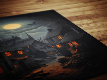 Medieval Magical Village, Medieval Castle Art Painting, Cauldron Entrance Castlecore Poster, Wizarding World School Wall Art Print,