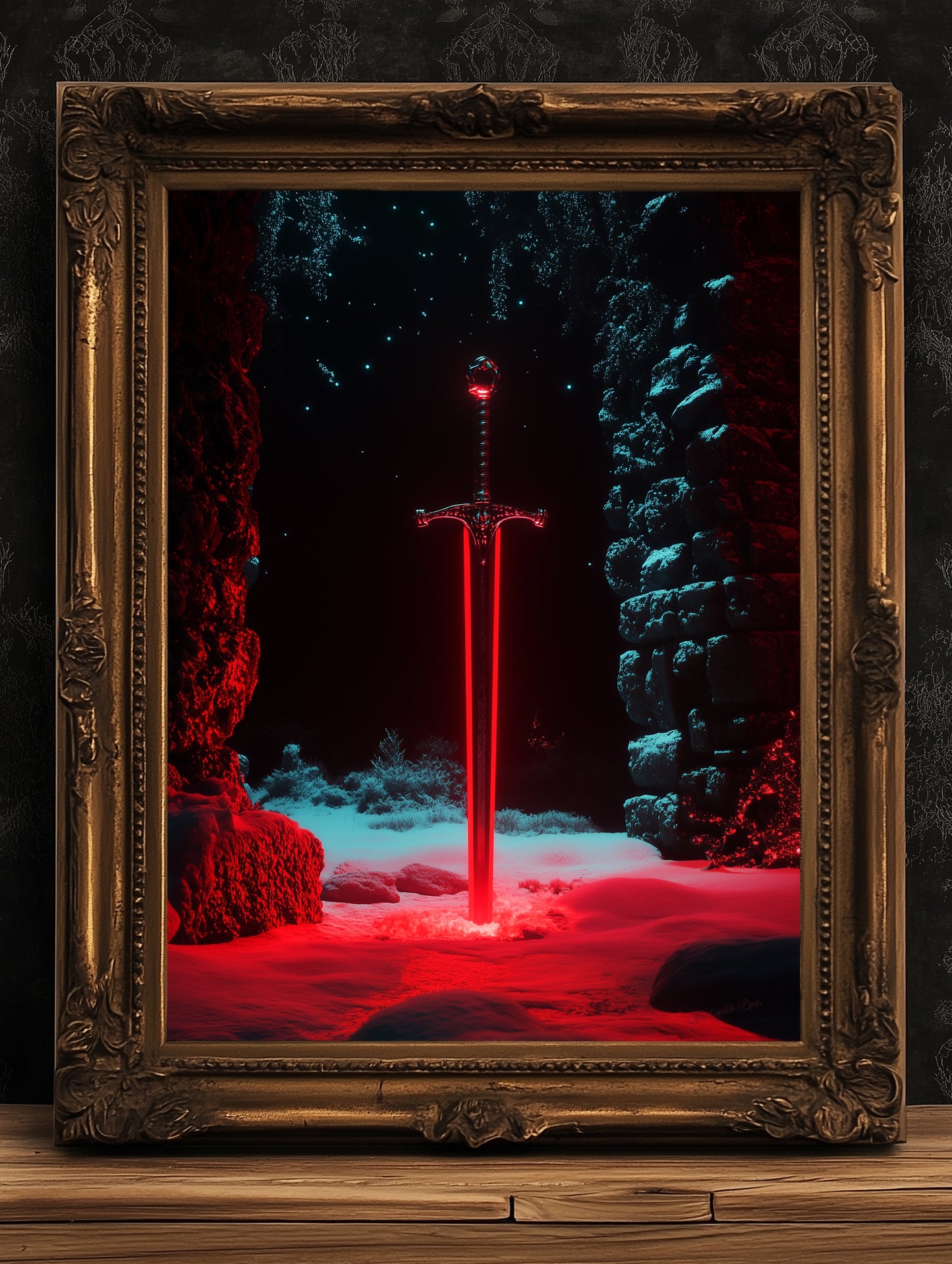 Excalibur Sword Wall Art, Legendary Weapon Fantasy Decor, Castle Core Medieval Knight Adventure, Fairycore Whimisigoth Decor Poster Print