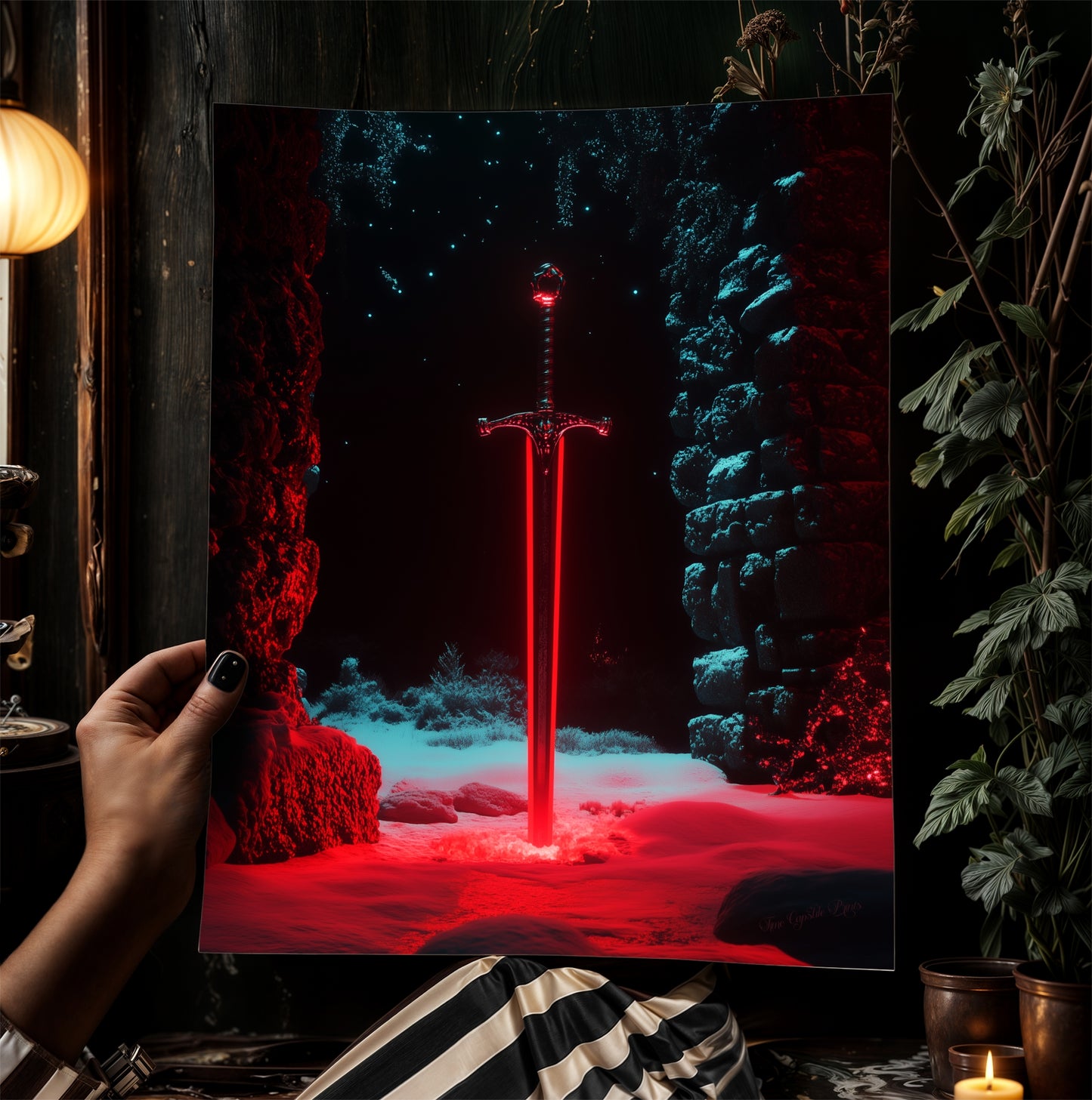 Excalibur Sword Wall Art, Legendary Weapon Fantasy Decor, Castle Core Medieval Knight Adventure, Fairycore Whimisigoth Decor Poster Print