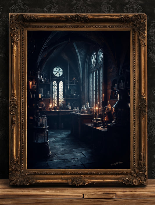 Dark Potions Classroom Art Print, Dungeon Apothecary Poster, Wizarding World School, Magic Potions Class, Medieval Castle Core Poster