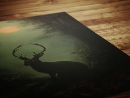 Jackalope Art Print Painting, Hare Hybrid Wall Decor, Mystical Woodland Animal Portrait, Cryptid Fairycore Wall Art