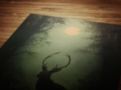 Jackalope Art Print Painting, Hare Hybrid Wall Decor, Mystical Woodland Animal Portrait, Cryptid Fairycore Wall Art