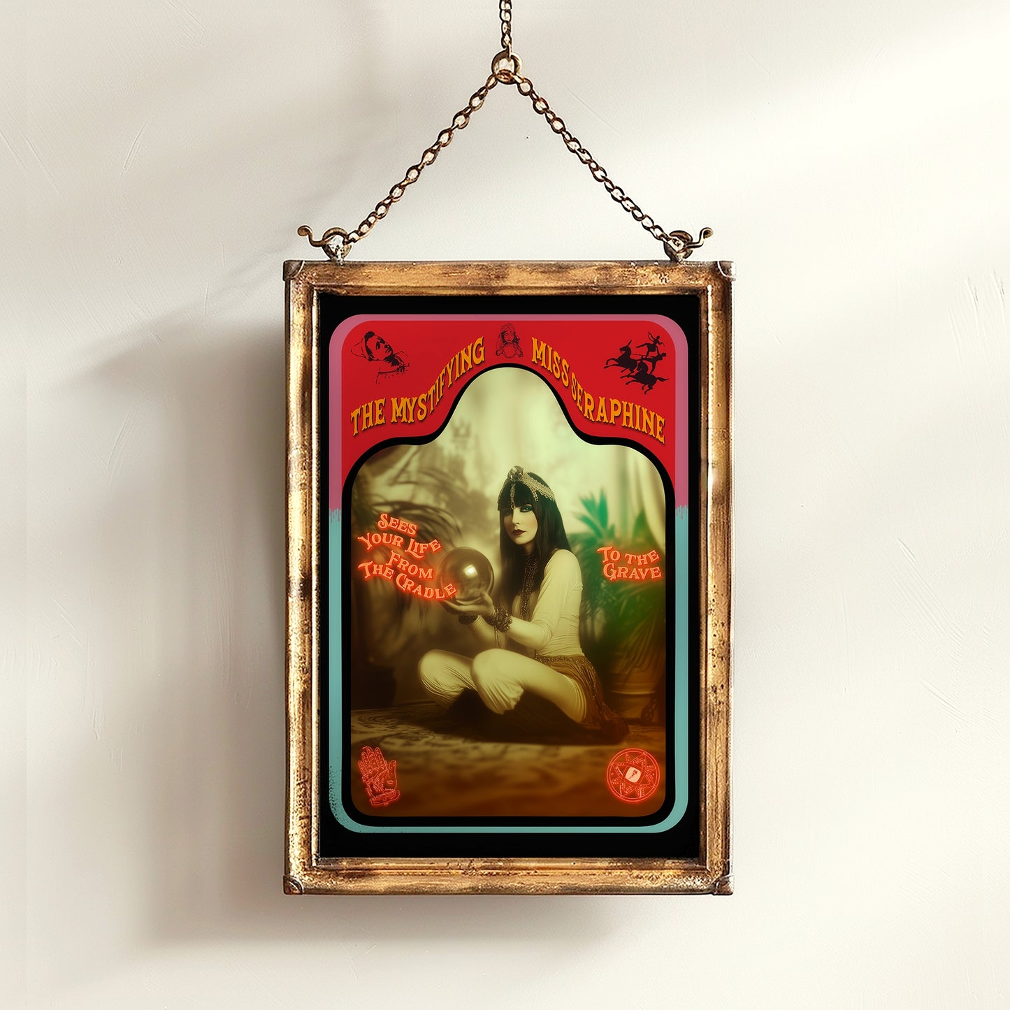 The Gypsy Fortune Teller, Whimsigoth Decor, Circus Wall Art, Retro Cabinet Card, Freakshow, Sideshow Print, Oddities & Curiosities Poster