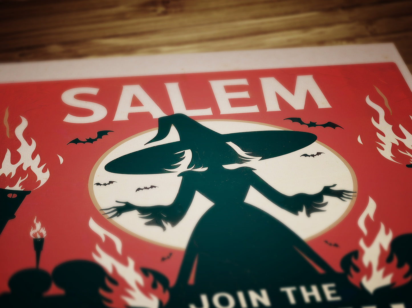 Salem Trials, Vintage Witch Hunt, Weird Quirky Travel Poster, Halloween Decor, Spooky Wall Art, Witchcraft Print, Haunted House Theme