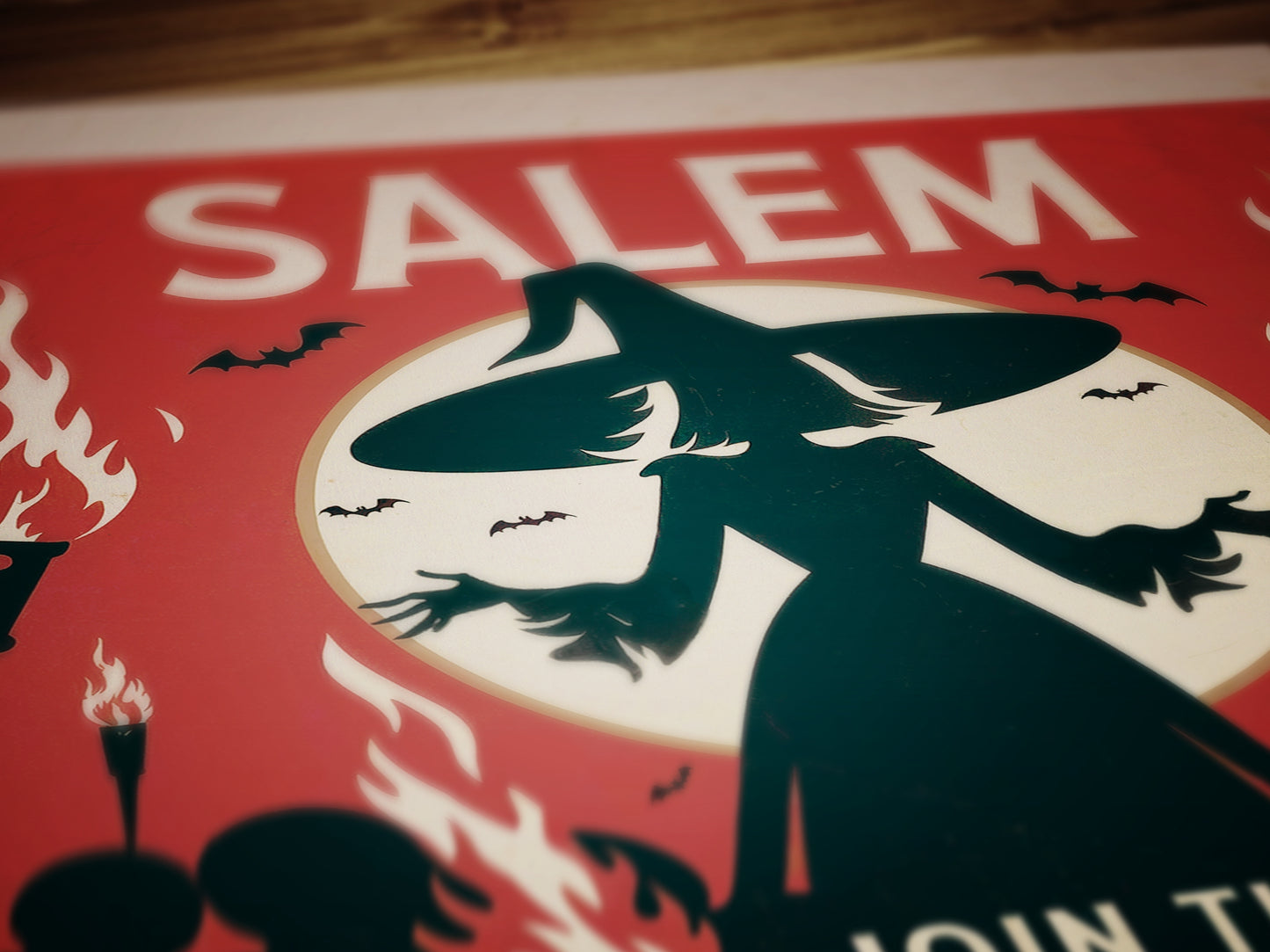 Salem Trials, Vintage Witch Hunt, Weird Quirky Travel Poster, Halloween Decor, Spooky Wall Art, Witchcraft Print, Haunted House Theme