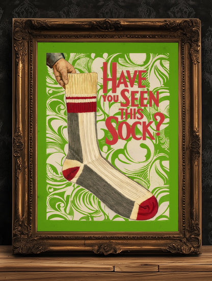 Vintage Laundry Room Wall Art, Lost Socks Poster, Retro Style Decor, Funny Laundry Art Sign, Laundry Room Decor, Weird Witty Posters