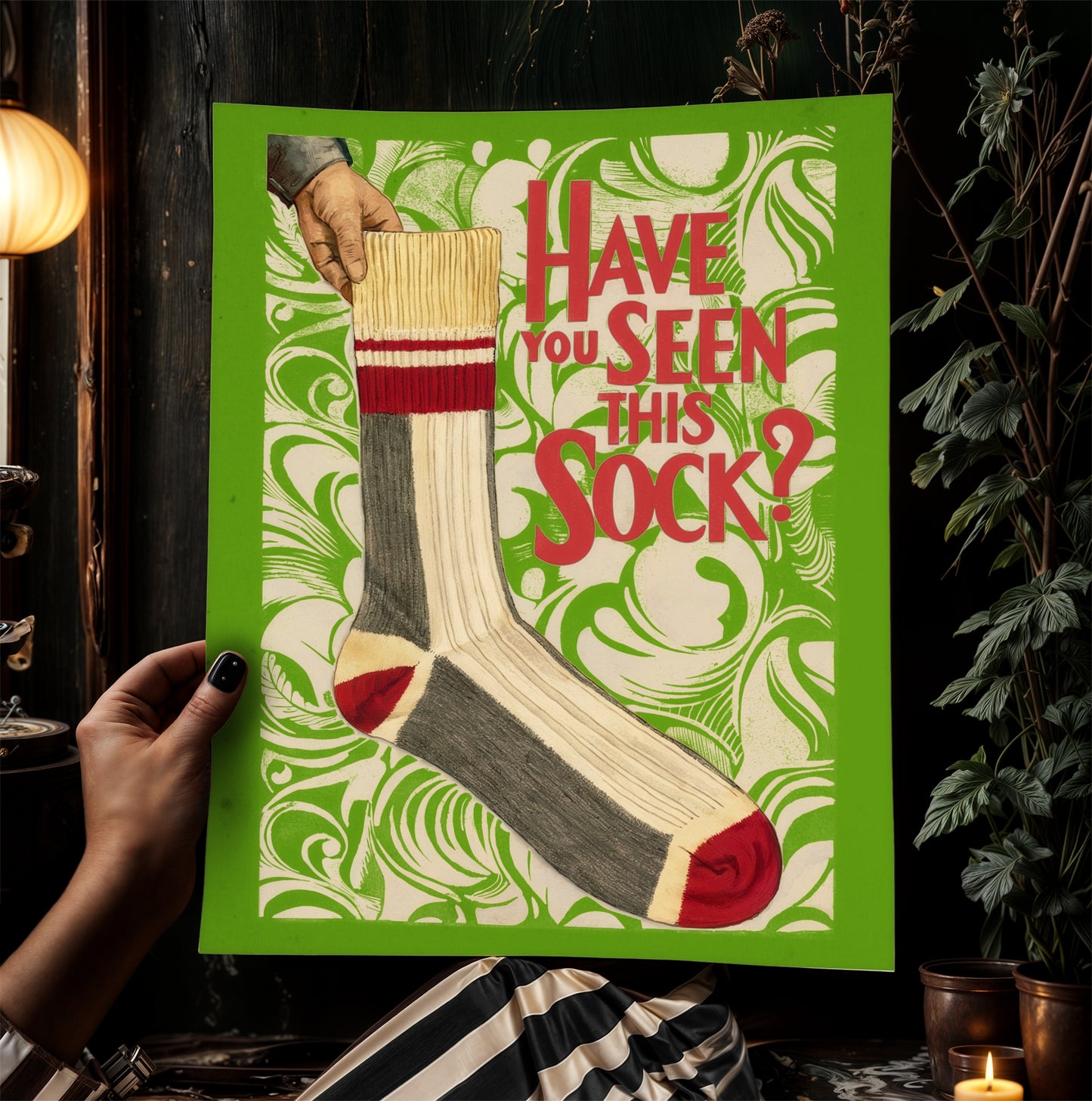 Vintage Laundry Room Wall Art, Lost Socks Poster, Retro Style Decor, Funny Laundry Art Sign, Laundry Room Decor, Weird Witty Posters