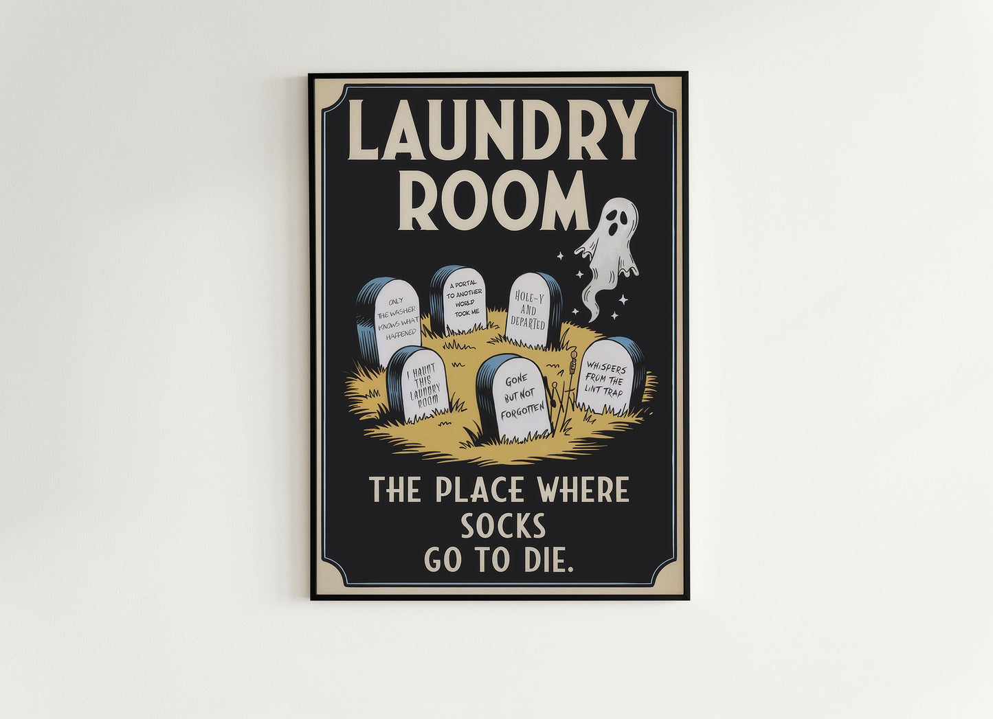 Haunted Laundry Room Poster, Funny Lost Socks Sign, Vintage Style Wall Art, Gothic Laundry Decor, Spooky Laundry Room Print, Quirky Hallowee